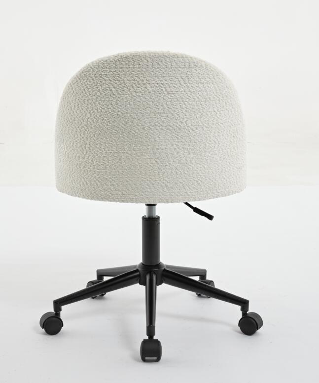 Velvet fabric office chair, mid back adjustable rotating computer chair, black legs, cushioned office chair with wheels ,White - V.I.P Digital Presence