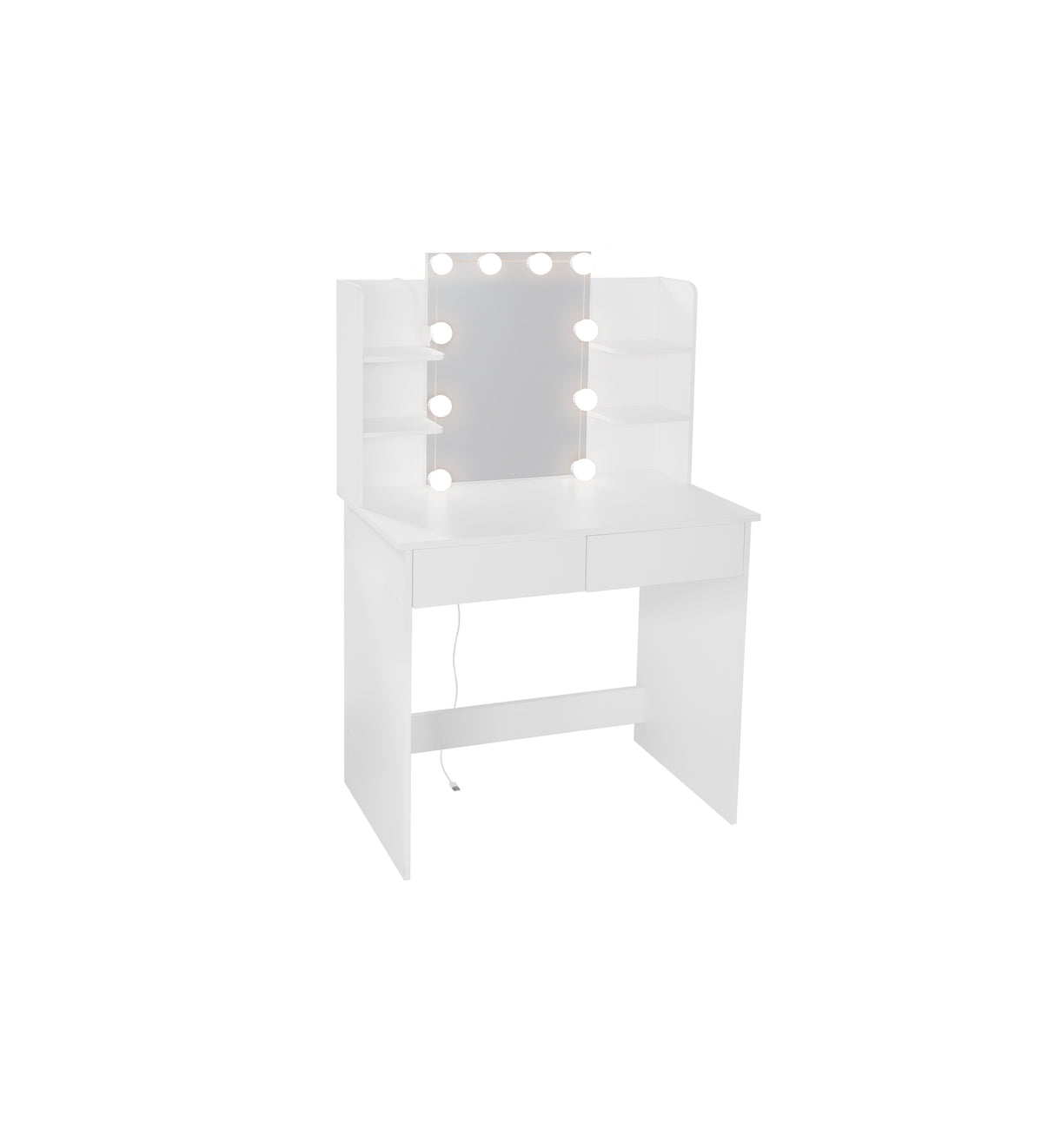 Makeup Vanity Desk With LED Lighted Mirror ,Dressing Table Set With 2 Large Drawers 10 LED Light ,White Color - V.I.P Digital Presence