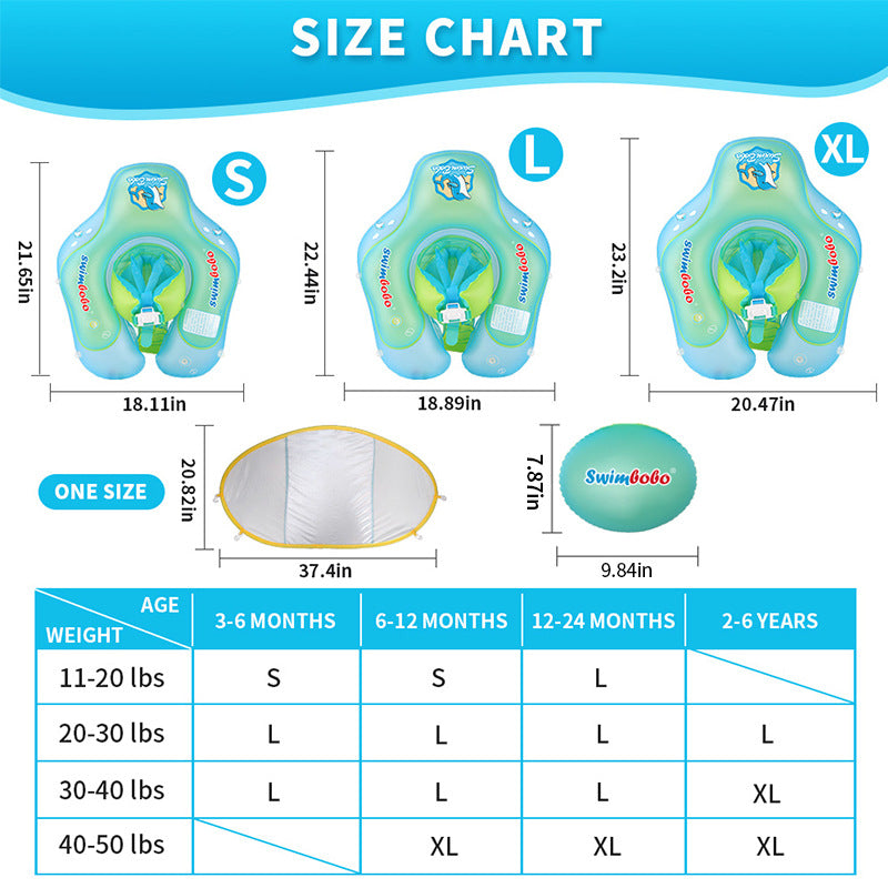 Swimbobo Baby Swimming Ring Lying Ring Children's Swimming Ring Underarm Ring Sunscreen Shade Blue Float - V.I.P Digital Presence