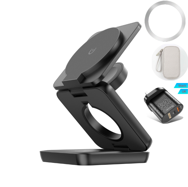 Three-in-one wireless charger foldable magnetic wireless charger suitable for Apple mobile phone wireless charger mobile phone stand desktop - V.I.P Digital Presence