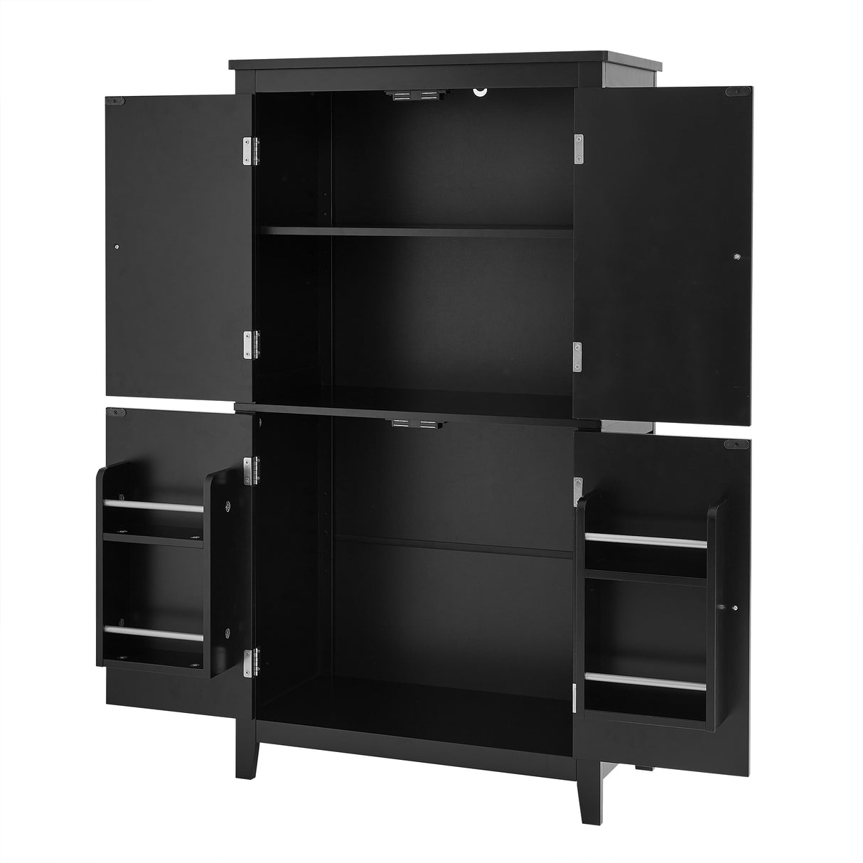 Bathroom floor storage cabinet, bathroom storage cabinet, 4-door independent cabinet, adjustable shelf, adaptive shelf, black - V.I.P Digital Presence