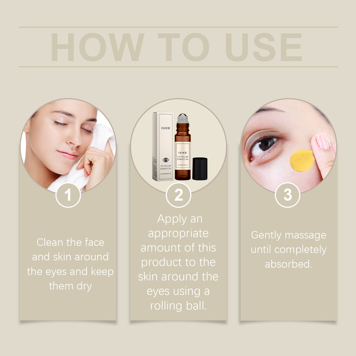 Aceite esencial para el contorno de ojos, reduce las líneas finas e hidrata la piel. Tratamiento de masaje diario hidratante para el contorno de ojos.