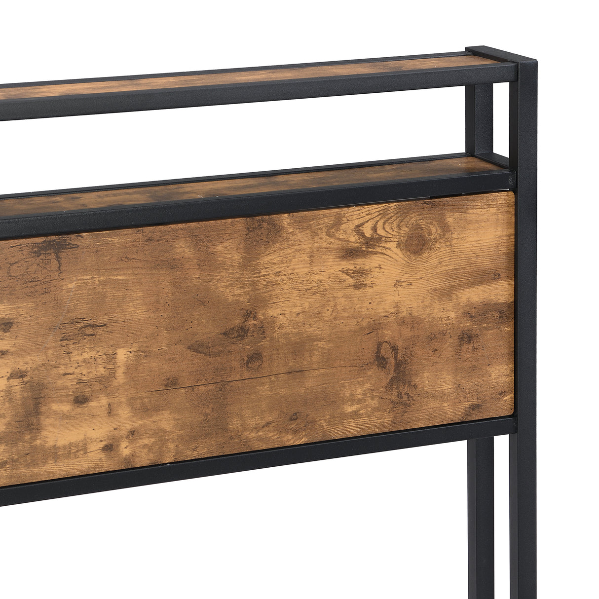 Queen Size Metal Platform Bed Frame with Wooden Headboard and Footboard with USB LINER - V.I.P Digital Presence