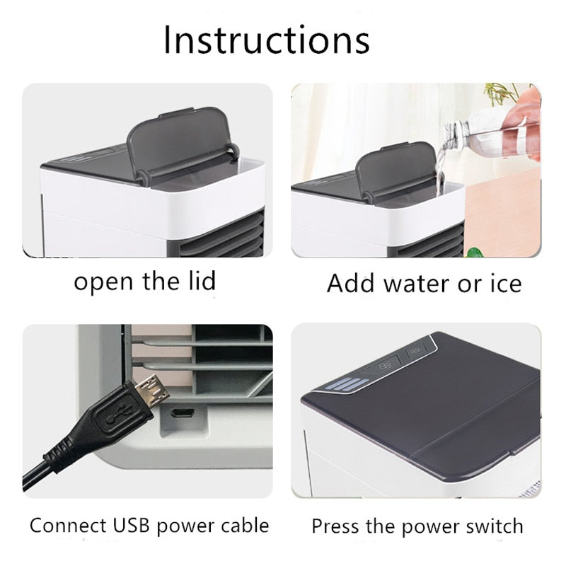 USB Mini Portable Air Conditioner Humidifier Purifier 7 Colors Light Desktop Air Cooling Fan Air Cooler Fan for Office Home - V.I.P Digital Presence