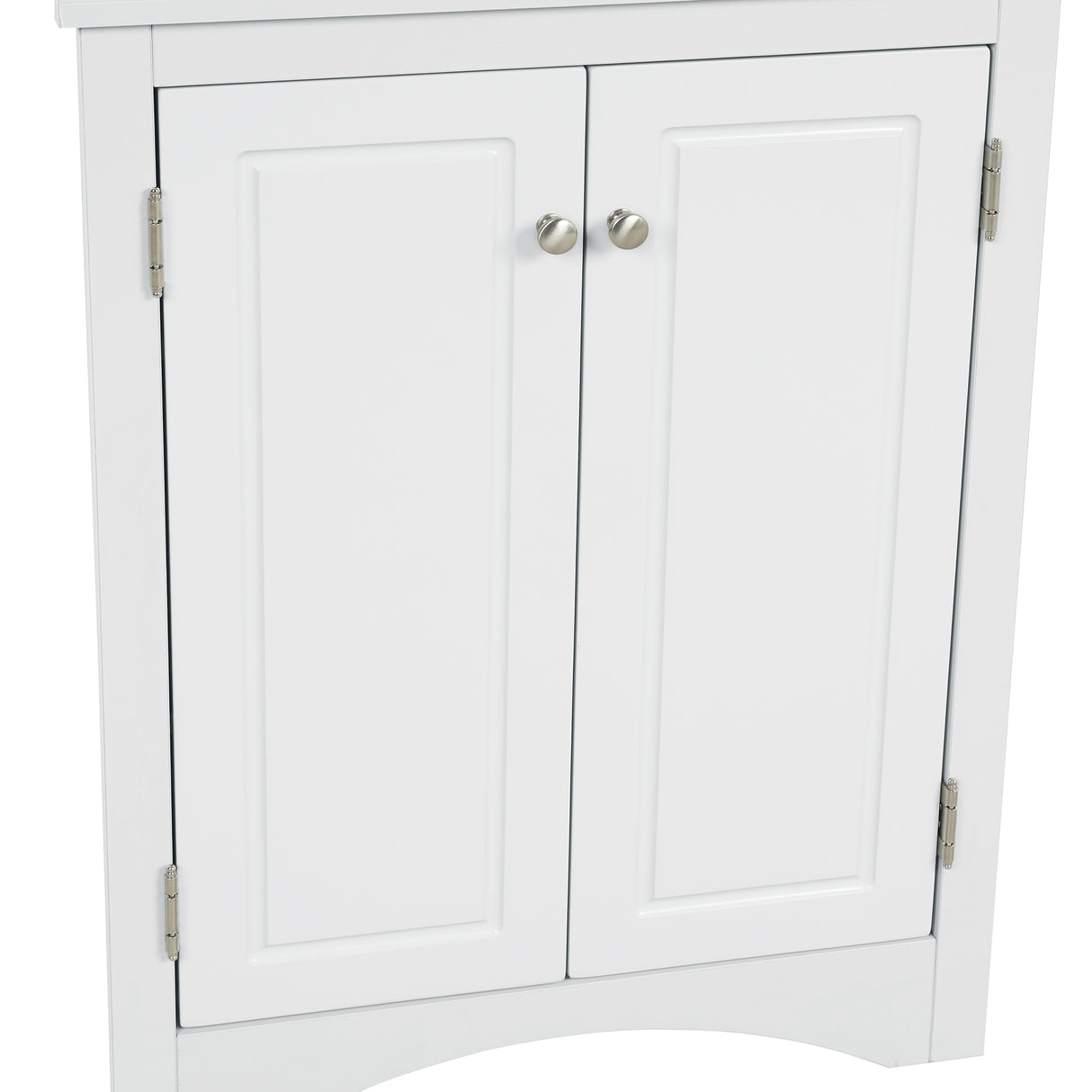 White Triangle Bathroom Storage Cabinet with Adjustable Shelves, Freestanding Floor Cabinet for Home Kitchen - V.I.P Digital Presence