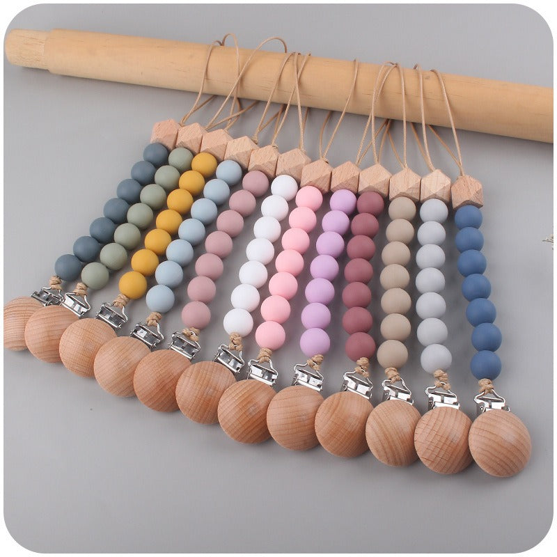 Infant and toddler products, beech wood pacifier clip, soothing wood octagonal pacifier, anti drop chain - V.I.P Digital Presence