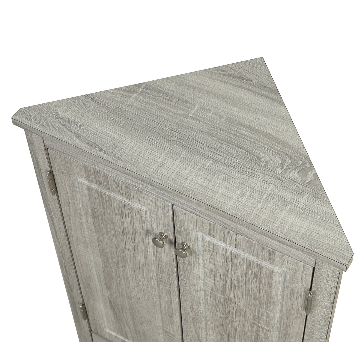 Oak Triangle Bathroom Storage Cabinet with Adjustable Shelves, Freestanding Floor Cabinet for Home Kitchen - V.I.P Digital Presence