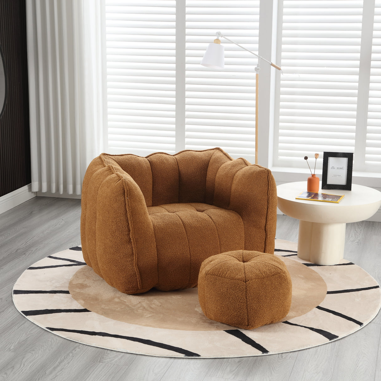 Soft Bean Bag Chair with High Resilient Foam(Chips)for living room and bedroom Comfortable Square Lazy Sofa with Footstool - V.I.P Digital Presence