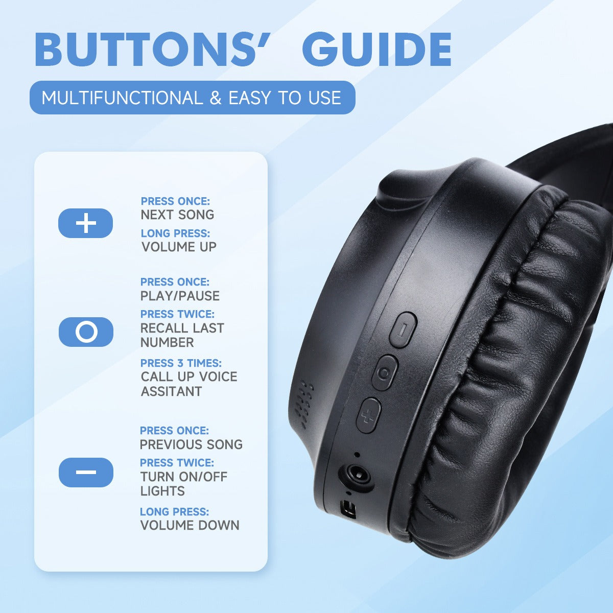 Head mounted wireless Bluetooth earphones with heavy bass M9 luminous sports game - V.I.P Digital Presence