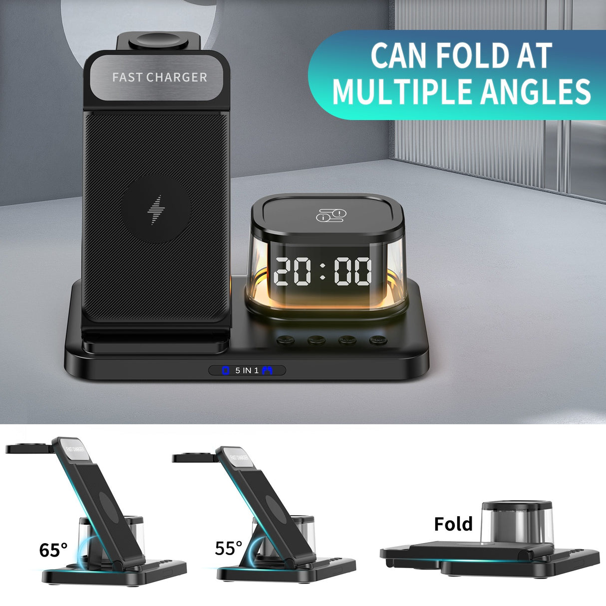 15W fast charging wireless charging folding five in one wireless charging mobile phone charging station card rechargeable - V.I.P Digital Presence
