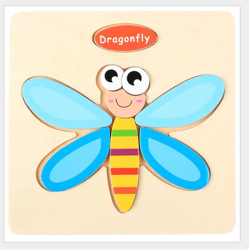 Rompecabezas 3D de madera para niños, juguete educativo de aprendizaje temprano con dibujos de animales, vehículo, rompecabezas de madera, #L505