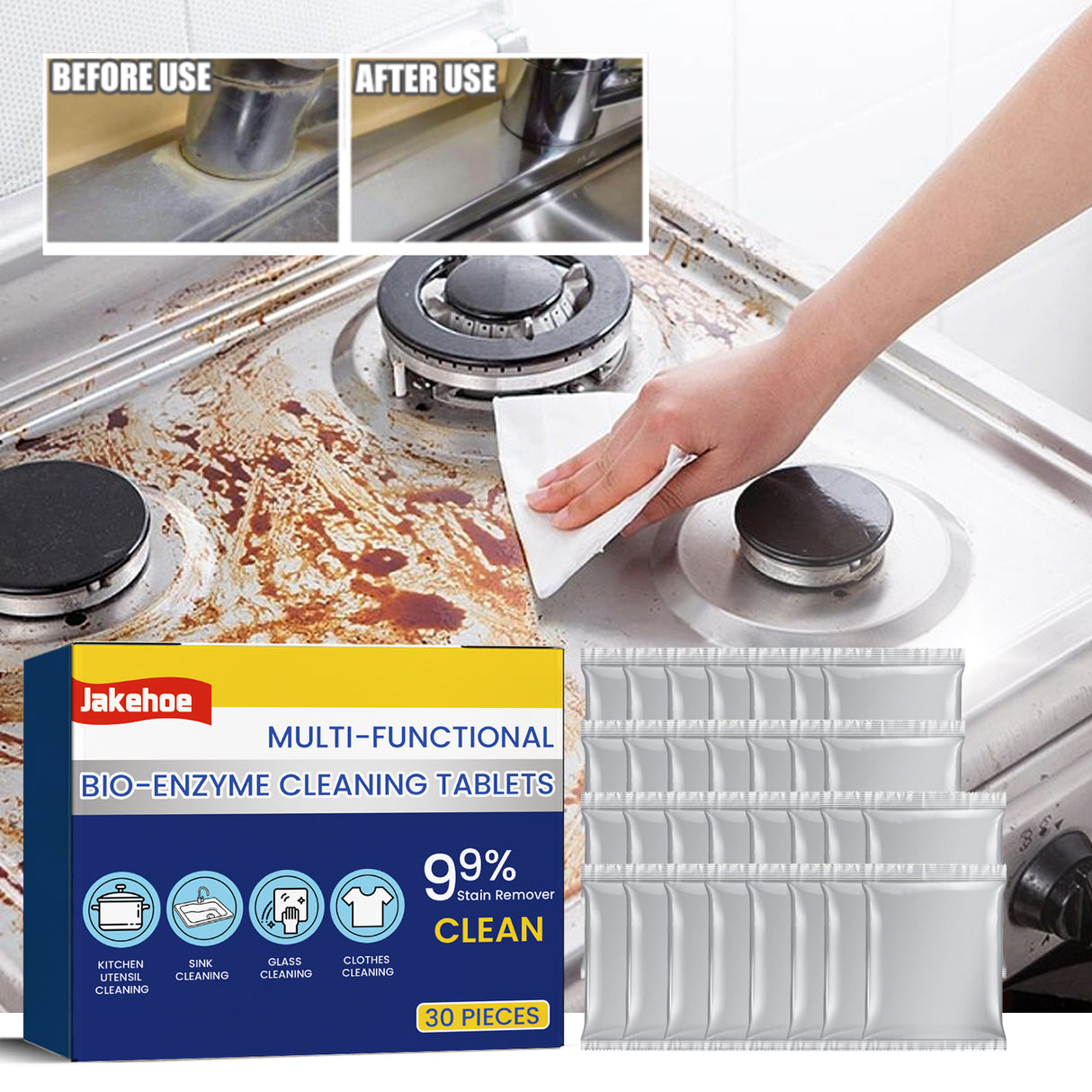 Multi-Functional Bio-Enzyme Cleaning Tablets, Bathroom Kitchen Multi-Functional Stain Cleaning Stainless Steel Rust Remover - V.I.P Digital Presence