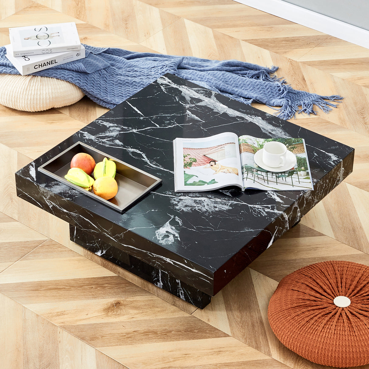 A modern and practical coffee table made of MDF material with black patterns - V.I.P Digital Presence