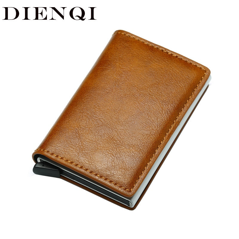 DIENQI Top Quality Wallet Men Money Bag Mini Purse Male Vintage Automatical Aluminium Rfid Card Holder Wallet Small Smart Wallet - V.I.P Digital Presence