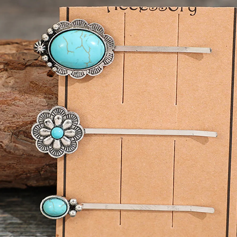 3 PCS/Set Artificial Turquoise Hair Pins - V.I.P Digital Presence