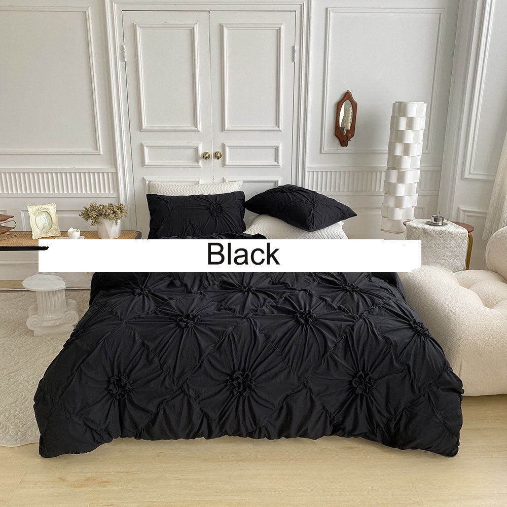 Bedding, Amazon duvet cover, pillowcase, solid color, 3D 3D 3D distressed button flower 3-piece set, no bed sheets - V.I.P Digital Presence