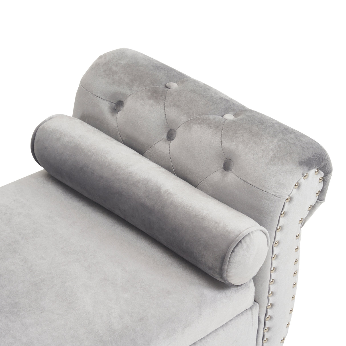 Velvet Multifunctional Storage Rectangular ottoman bench with 1 Pillow, grey - V.I.P Digital Presence