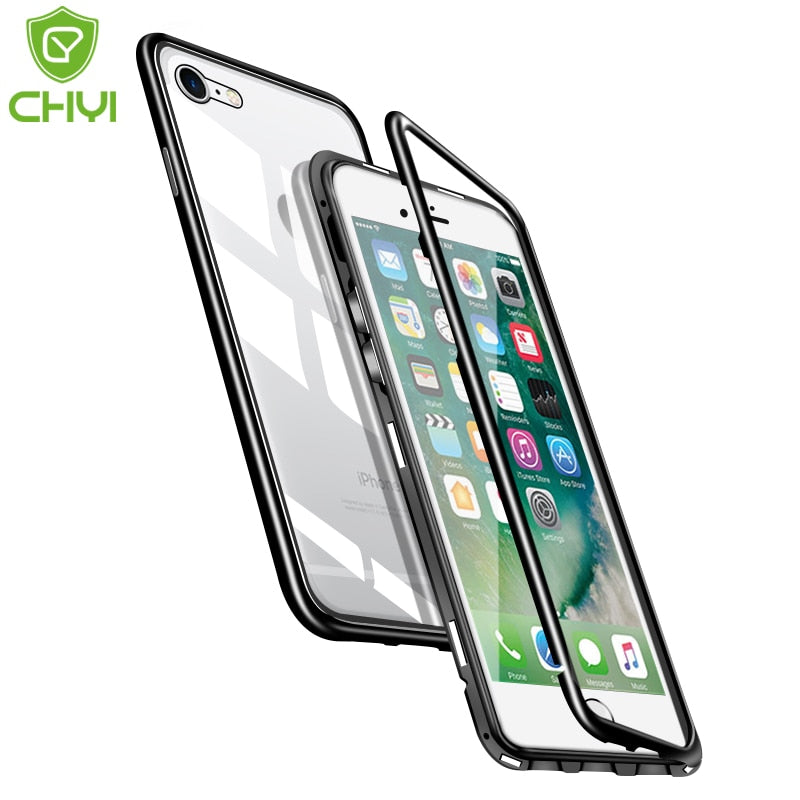 Double sided Magnetic Case for iPhone X Clear Tempered Glass Magnet Adsorption Case - V.I.P Digital Presence