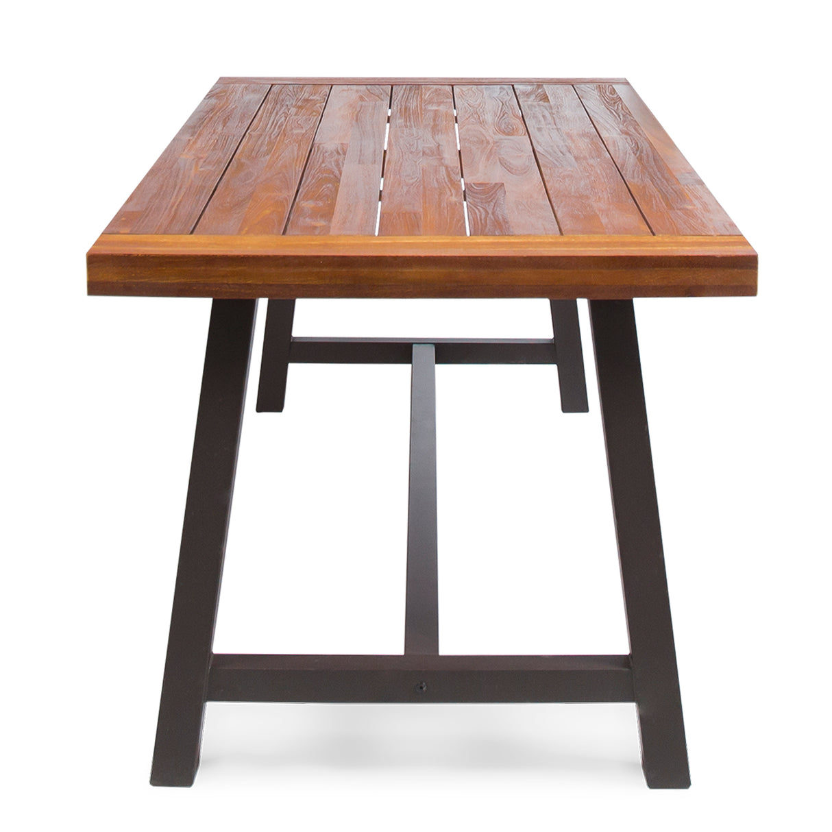 Carlie Outdoor Sandblast Finished Dining Table with Rustic Metal Finished Iron Legs - V.I.P Digital Presence