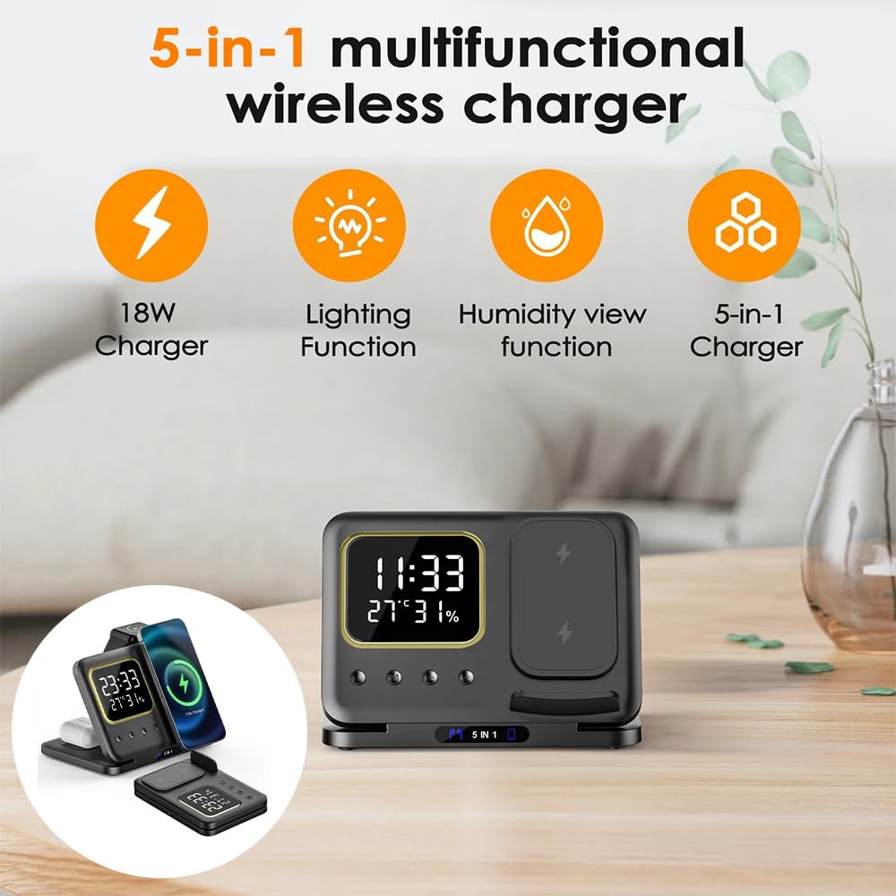 Phone Stand Tabletop 15w Fast Charging 5 in One Universal Wireless Charger Desk Charger for Iphone - V.I.P Digital Presence