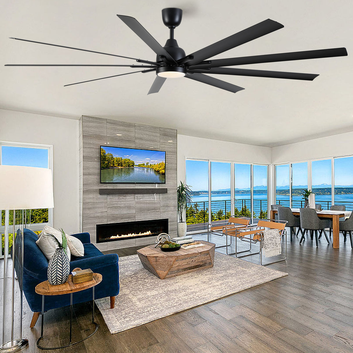 84 In Super Large Black Ceiling Fan with Remote Control - V.I.P Digital Presence