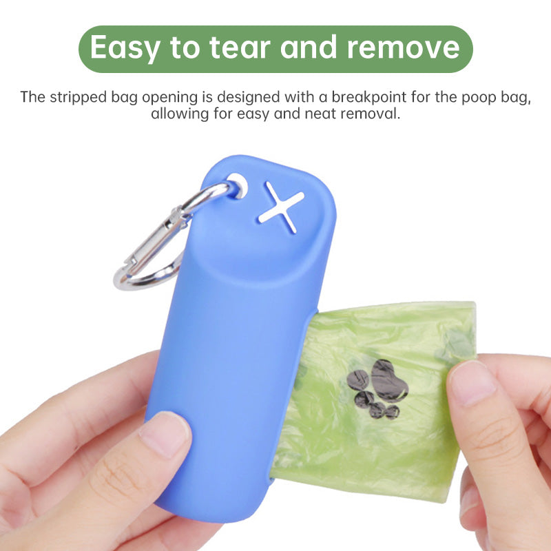 Silicone dog poop bag holder with dispenser, portable, hanging ring & storage case - V.I.P Digital Presence