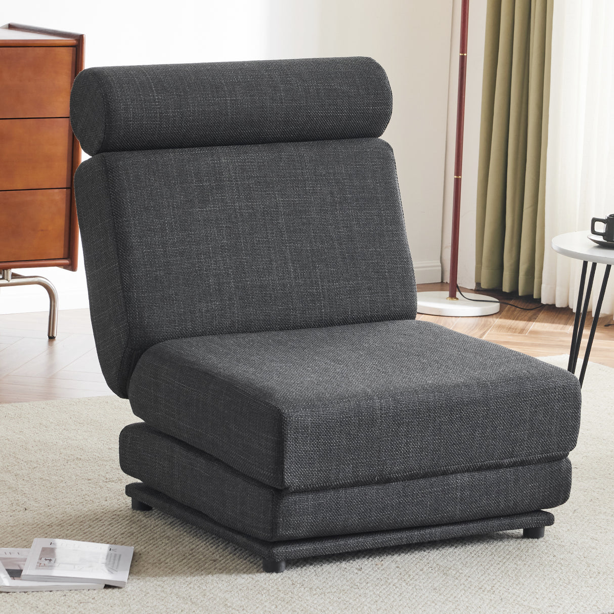 Single Sofa Chair Foldable Single Sofa Bed with Pillow,Portable Foldable Sofa Bed,Leisure Sofa Chair,Easy to Store, Dark Grey - V.I.P Digital Presence