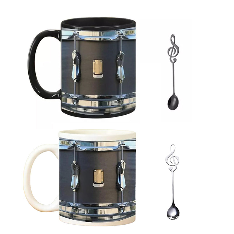 Vintage Drum Mug, 11oz. Black & White, Funny Ceramic Mug. Ideal Cool Gift for Drummers and Musicians. - V.I.P Digital Presence
