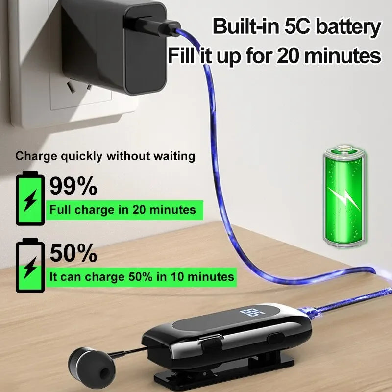 Business Sports Telescopic Cable Collar Clip 5.2 Smart Mini Bluetooth Earphones - V.I.P Digital Presence