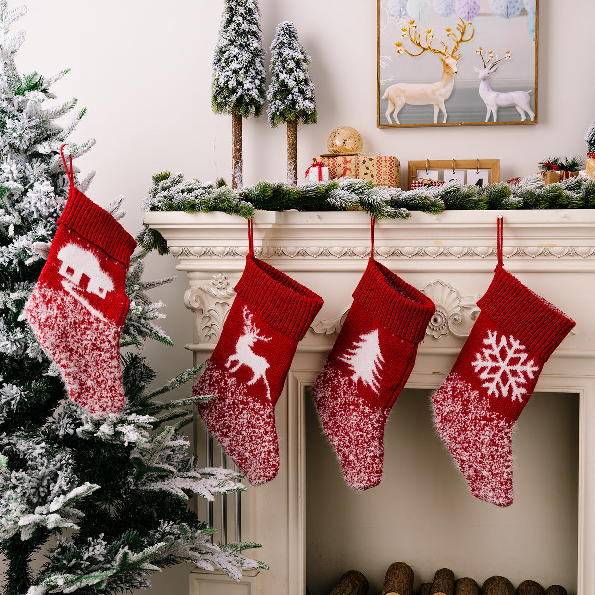 Christmas decoration products, knitted velvet, Christmas socks, snowflake red gift socks, gift bags - V.I.P Digital Presence
