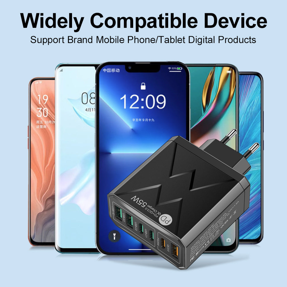 Fast charging mobile phone charger standard PD55W QC3.0+PD25W 3PD+3USB travel charging head - V.I.P Digital Presence