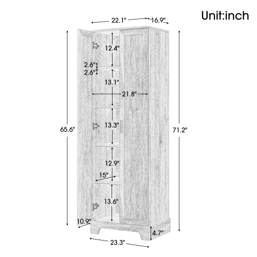 Storage Cabinet with Two Doors for Bathroom, Office, Adjustable Shelf, MDF Board, Black - V.I.P Digital Presence