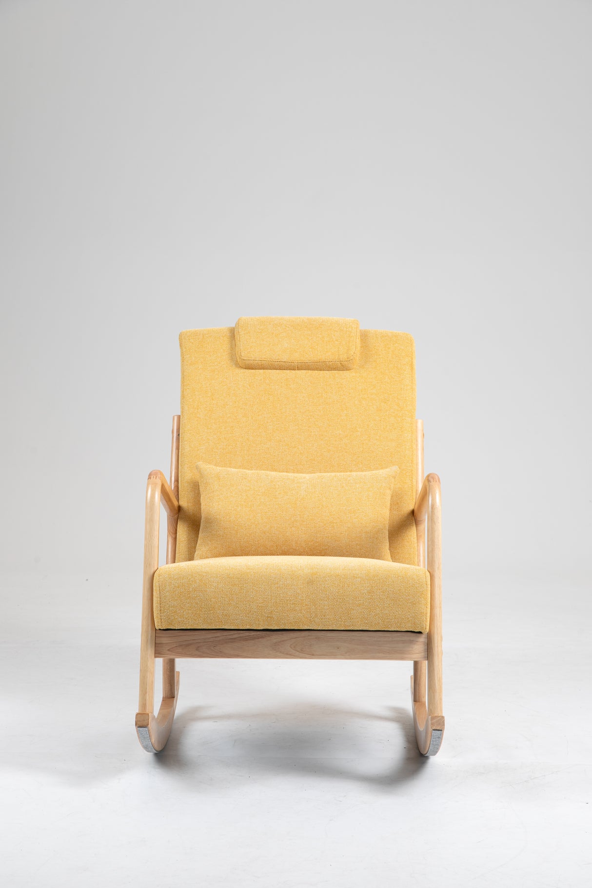 Rocking Chair Upholstered Fabric Rocking Armchair Indoor with High Backrest Glider Chairs and Lumbar Pillow for Living Room - V.I.P Digital Presence