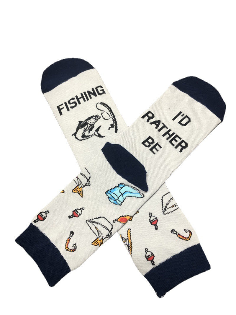 English Letters Socks Outdoor Camping Fishing Mountain Climbing Ski Sports Tube Socks - V.I.P Digital Presence