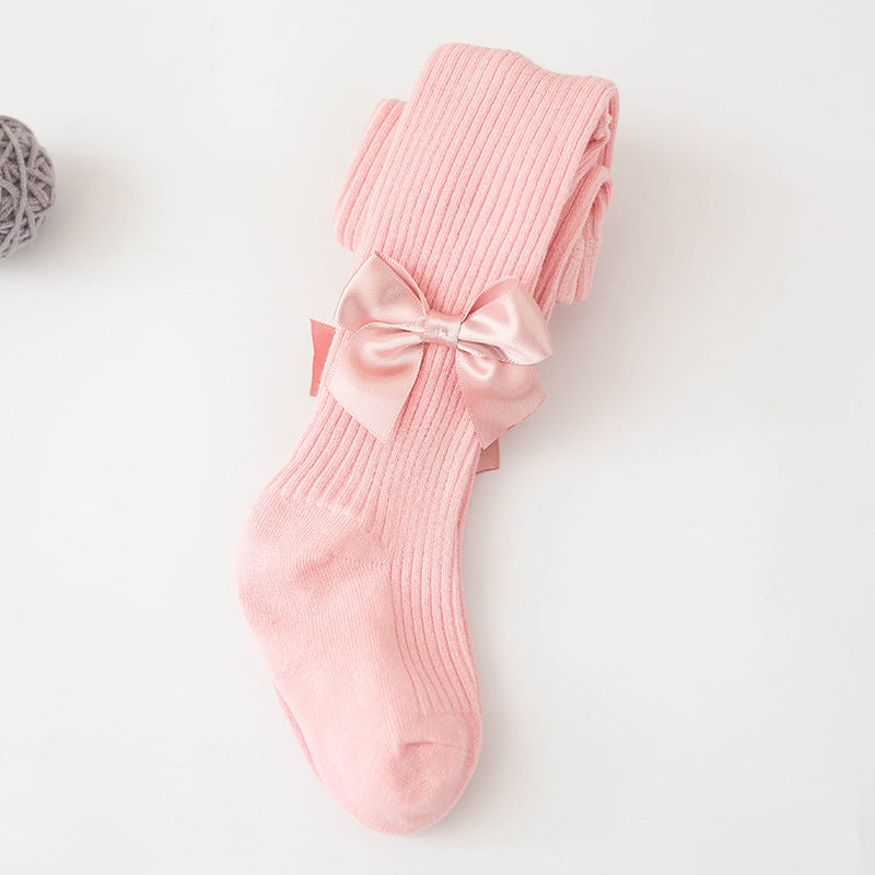Spring And Autumn New Children's Pantyhose Bow Cotton White Baby Socks Medium Thick Foreign Girl Leggings - V.I.P Digital Presence