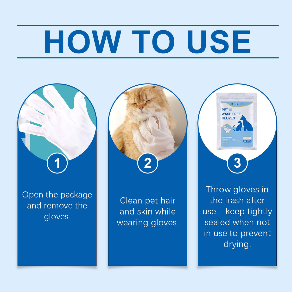 Pet Herbal Gloves, Cleaning Wipes No-Bath No-Wash Non-Woven Gloves For Feline Handling - V.I.P Digital Presence