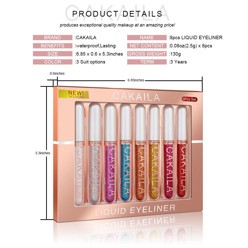 CAKAILA 8 color Matte Glitter Color Liquid Eyeliner Set Long lasting and not smudged - V.I.P Digital Presence