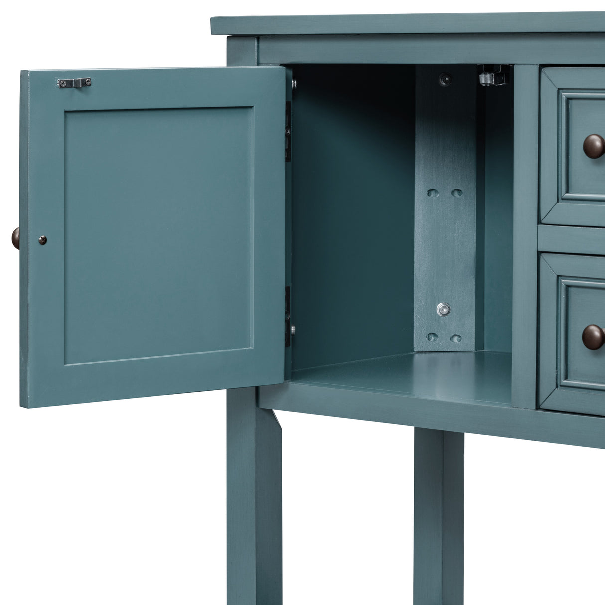 REXM Cambridge Series Spacious Storage Retro Console Desk with Four Small Drawers and Bottom Shelf - V.I.P Digital Presence