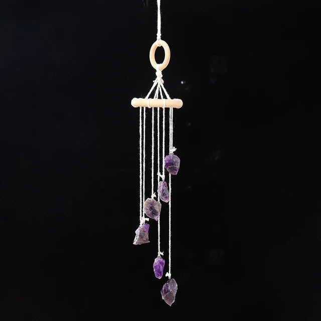 Natural crystal raw stone wind chime paper box set handmade DIY weaving home decoration car interior pendant - V.I.P Digital Presence