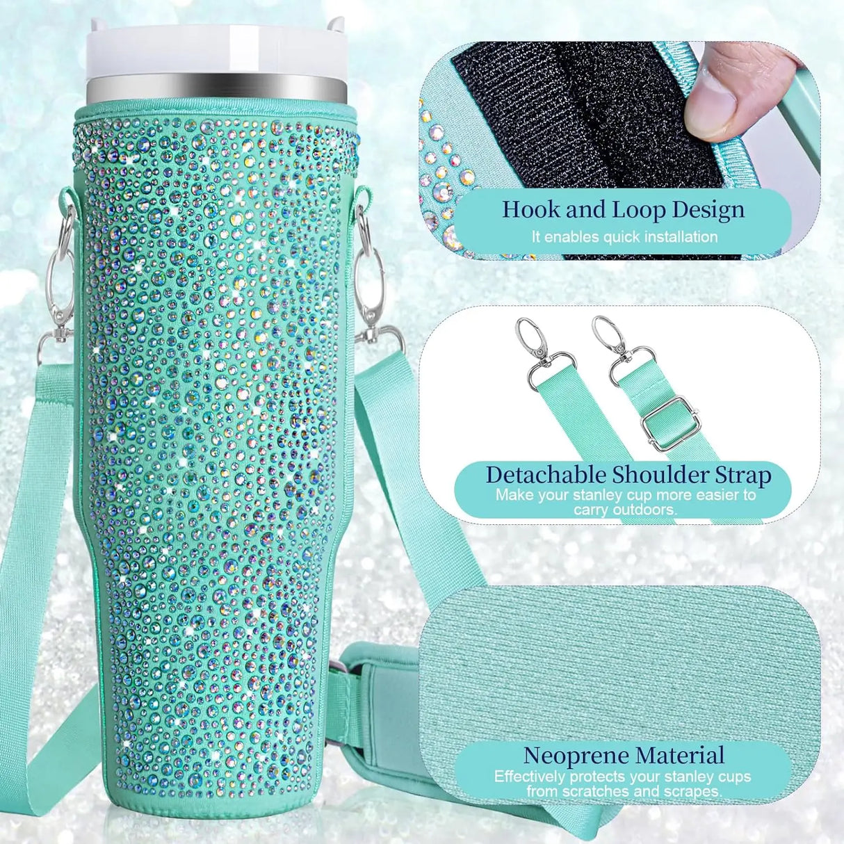 Diamond Mug Sleeves For Portable Water Kettle Carrier Holder Bag With Straps Outdoor Drinkware Accessory - V.I.P Digital Presence