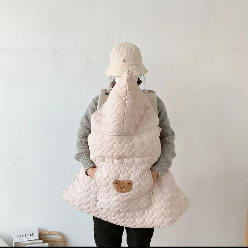 Manta de invierno para cochecito, manta cálida de forro polar para bebé, accesorio para envolver a recién nacidos, capa acolchada resistente al viento, funda de edredón con correa