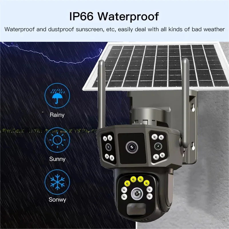 Outdoor panoramic pan tilt solar camera without power or network remote three screen night vision orchard monitoring camera - V.I.P Digital Presence