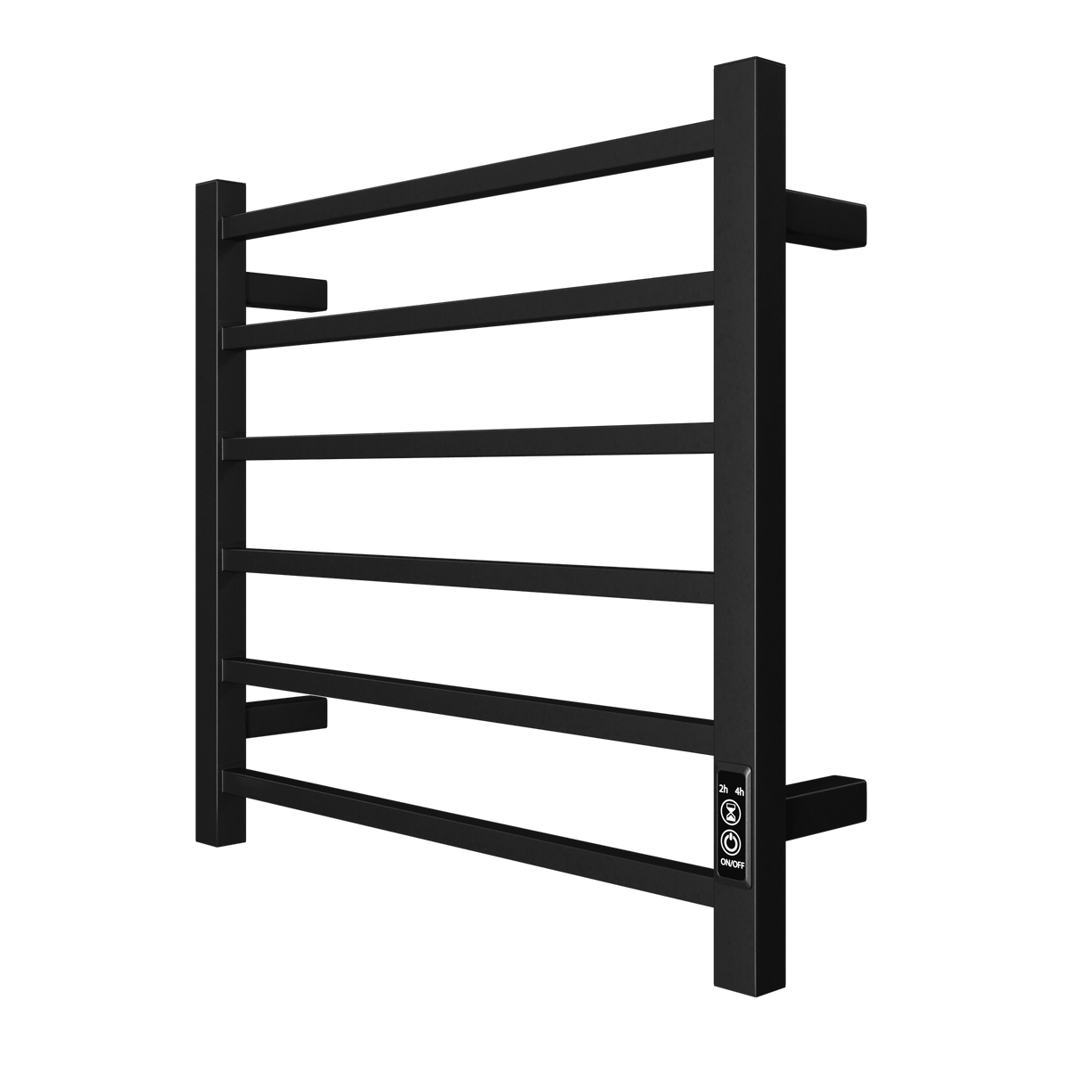 Towel Warmer 6 Bar Electric Heated Towel Rack Wall Mount Plug-in/Bath Towel Heater Matt-Black - Timer - V.I.P Digital Presence