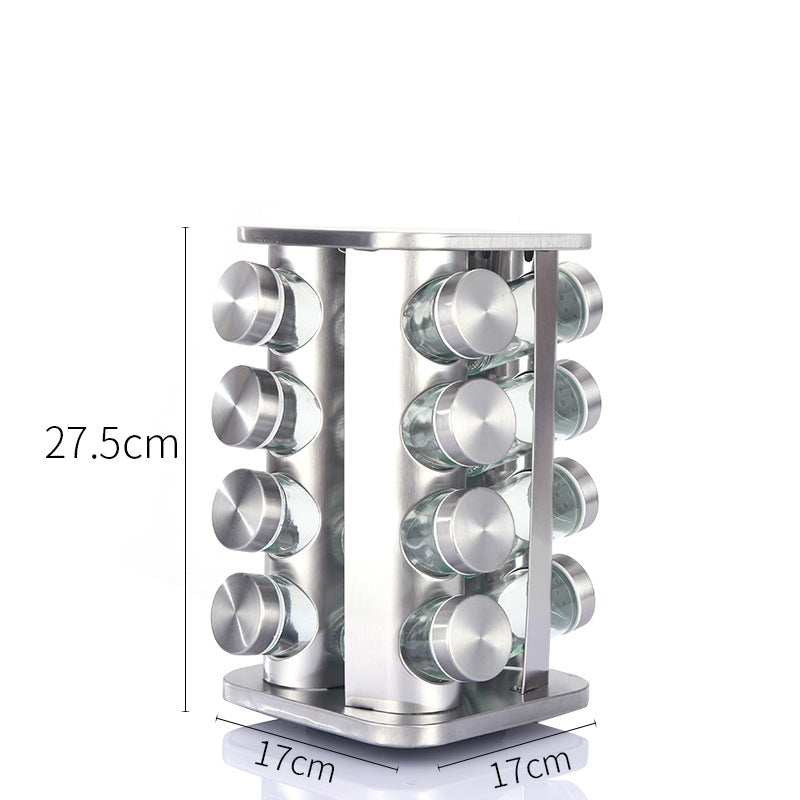Kitchen articles rotating seasoning rack domestic rotating seasoning tank stainless iron spices seasoning box set - V.I.P Digital Presence