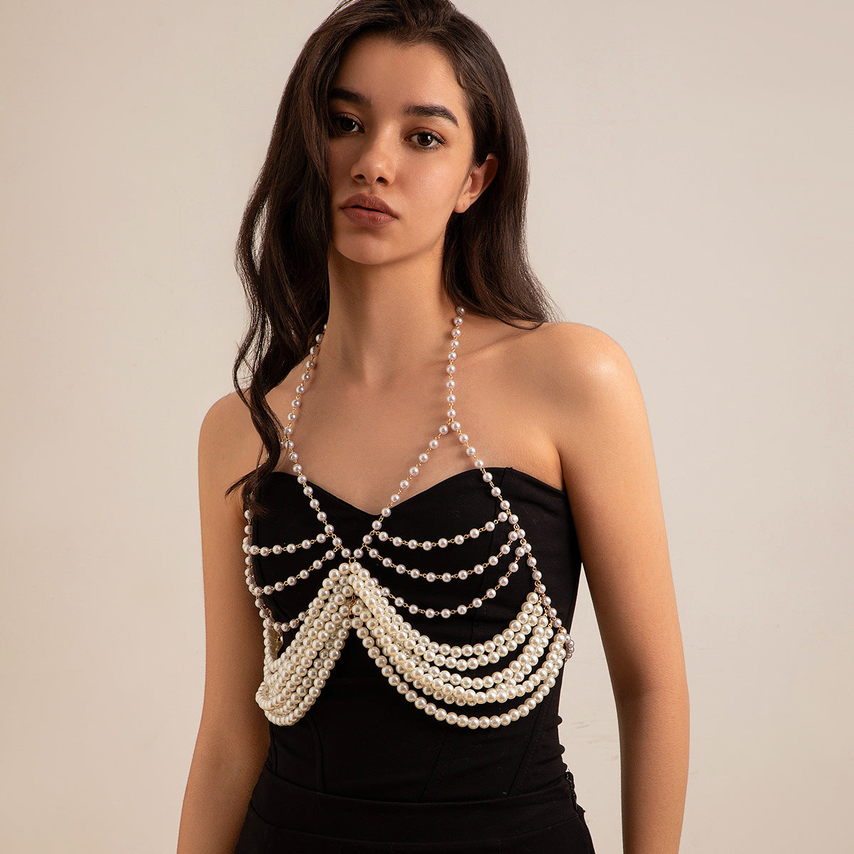 Sexy vacation style pearl bra, clothing chain, bikini chain body - V.I.P Digital Presence