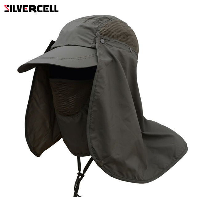 Sun Caps Flap Hats 360 degree Solar UV Protection Sun Hat Summer Men Women Sun Visor Cap Folding Removable Neck Face Mask Head - V.I.P Digital Presence