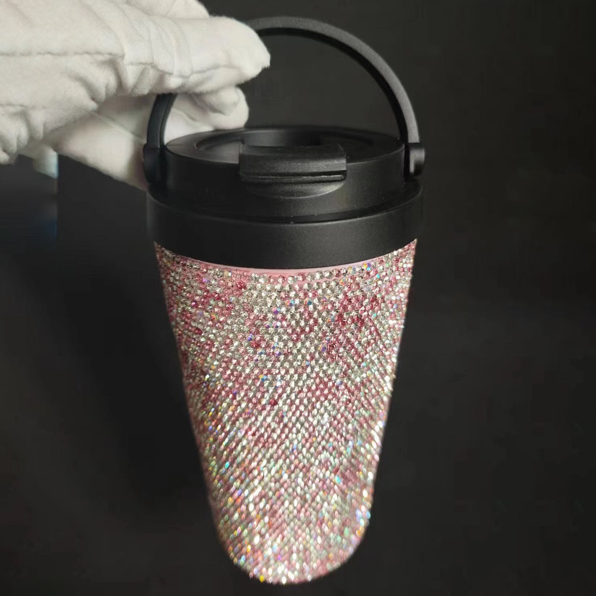 Diamond inlaid vacuum stainless steel coffee cup creative handle insulated cup vacuum portable car cup - V.I.P Digital Presence