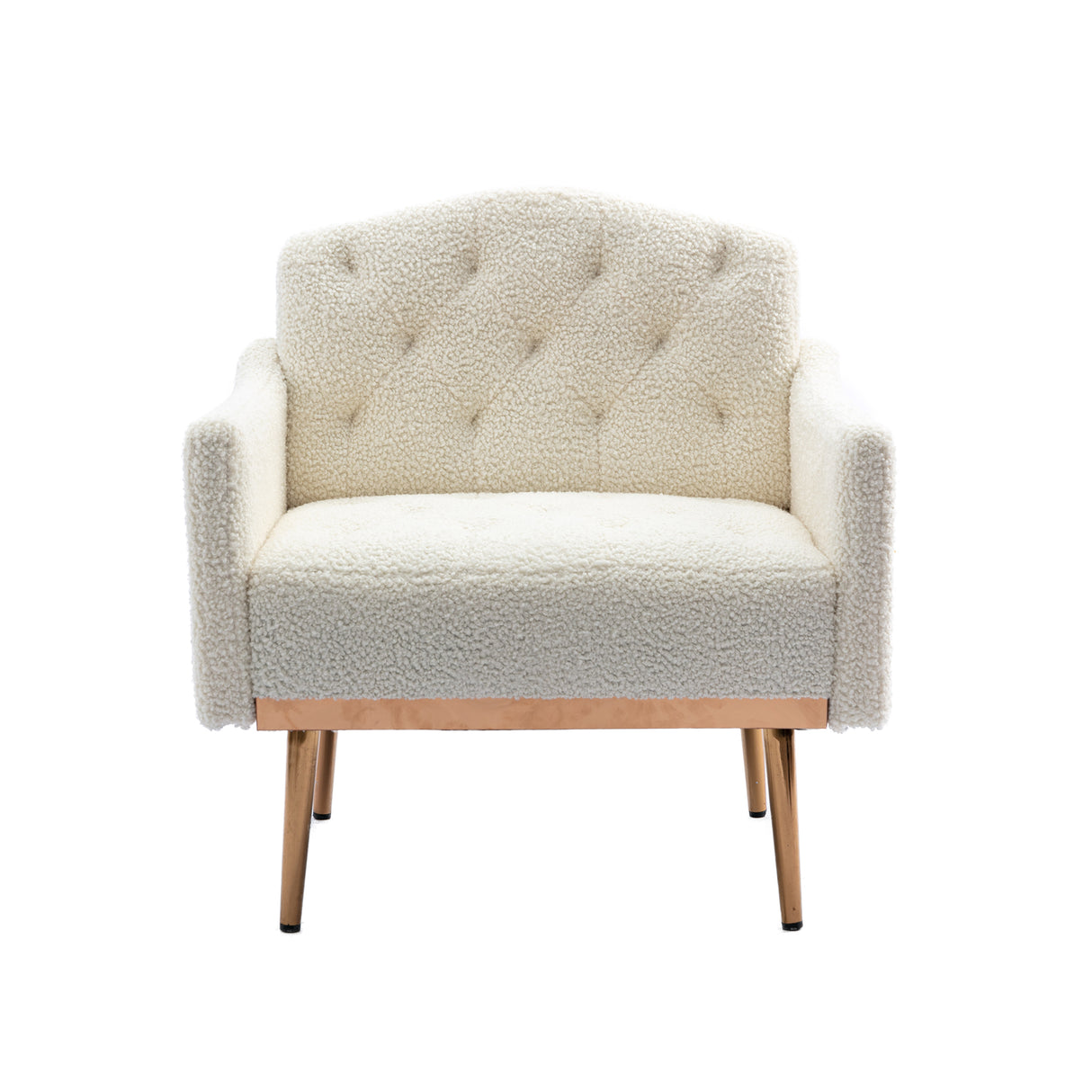 COOLMORE modern style armchair, plush decorative fabric armchair with golden metal legs (white teddy bear) - V.I.P Digital Presence