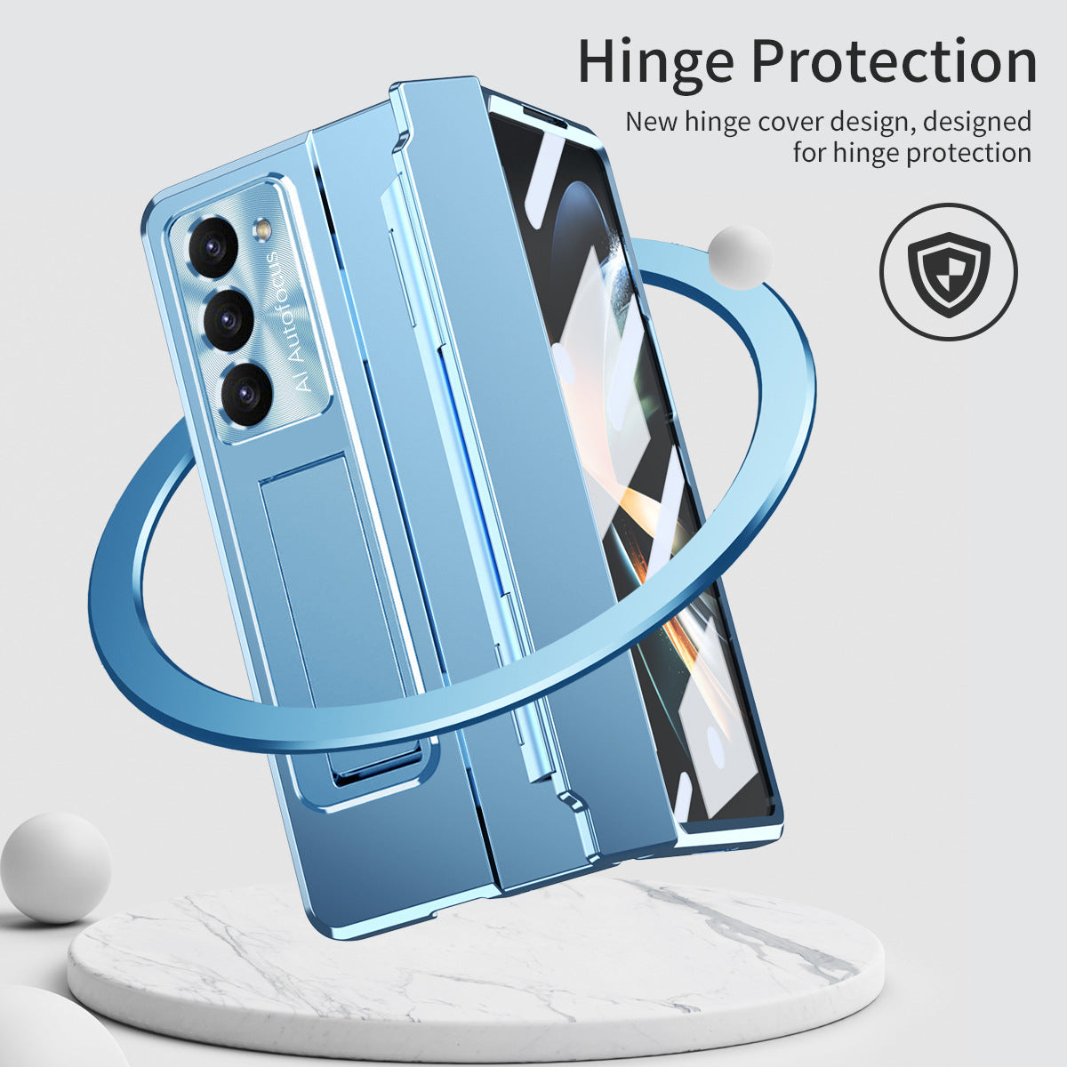 Samsung zfold 5 phone case FOLD4 flat hinge folding protective cover FOLD3 solid color bracket anti drop suitable - V.I.P Digital Presence