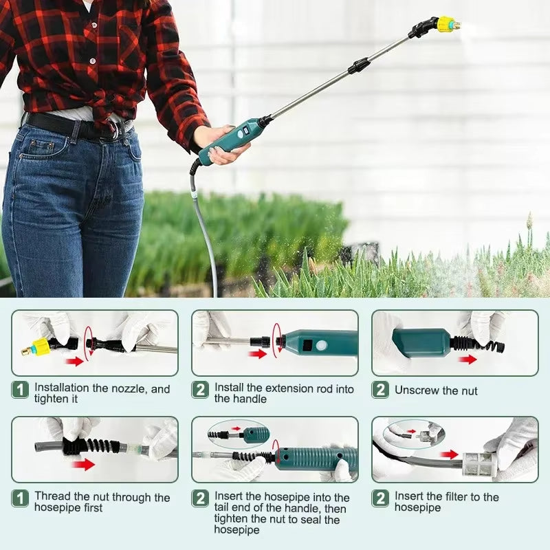 2400mAh Portable Electric Sprayer Wand. 3 nozzles, high - pressure, for garden plant watering. - V.I.P Digital Presence